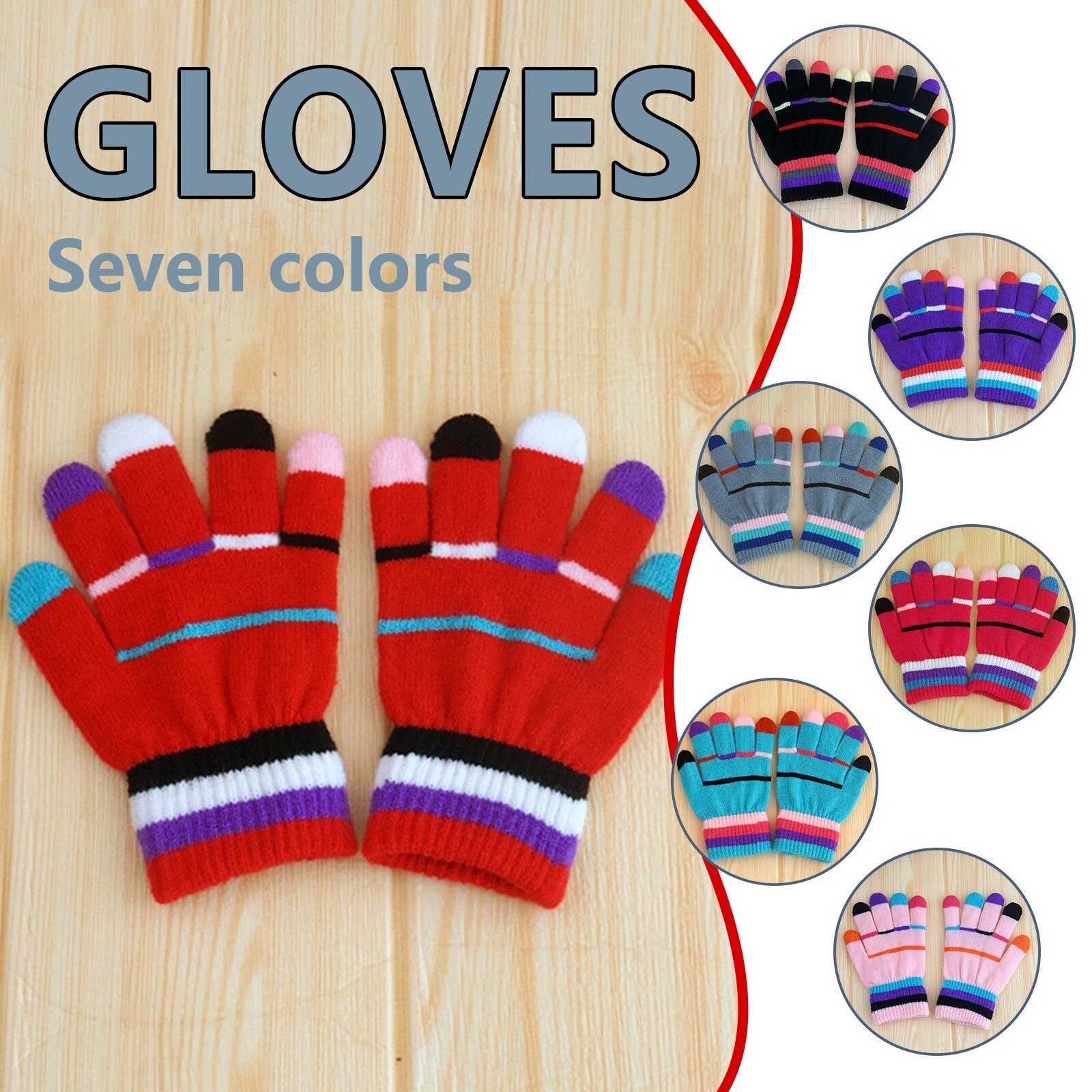 Plus enfants mignon hiver cachemire couleur unisexe garçon filles imprimé tricoté tricoté gants