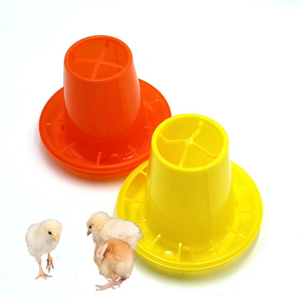2PCS 1KG Feeders Poultry Chicken Small Feeding Tools Yellow Orange Plastic Day Chick Broiler Cage Associated Supplies Farming