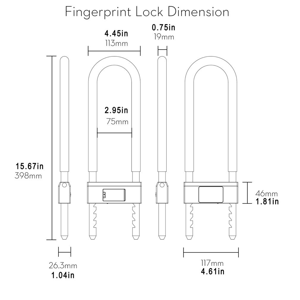 Newest Intelligent Fingerprint U Lock U-Shapedlocker Sliding Door Car Motorcycle Bike Padlock Window Password Waterproof