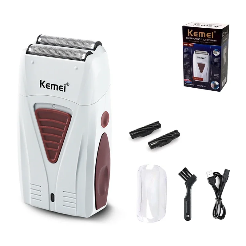 Kemei KM-3382 Men's Electric Shaver USB Charging Shaving Machine Cordless Shaver Male Hair Clipper Shaved Head: Yellow