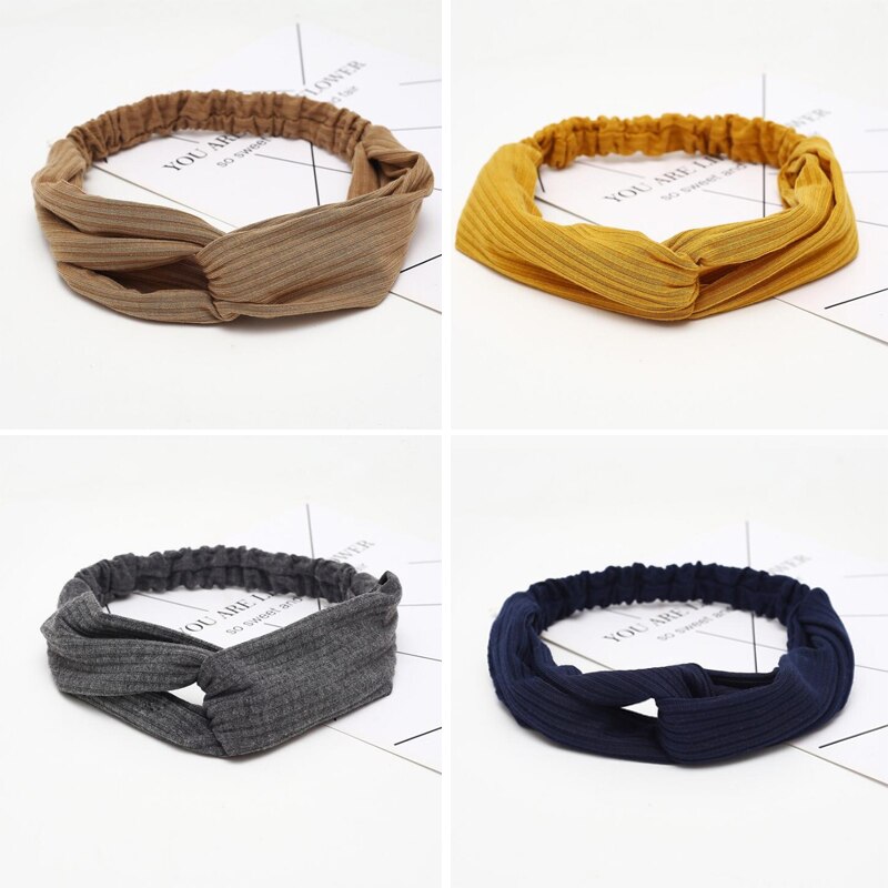 Diadema Lisa para mujer, turbante elástico para la cabeza, accesorios para el cabello para mujer, bandas para el cabello a rayas