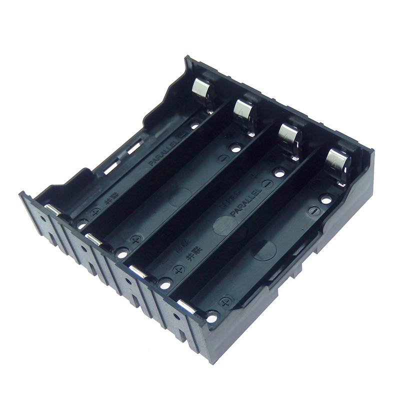 Batterijhouder voor 18650 stuks, 18650 in parallelle 3.7v- polige zwarte batterijen 4 geschikt om te solderen.