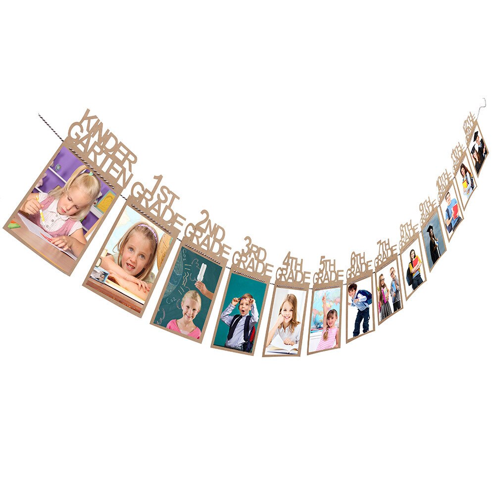 1pc Child Graduation Decorations kindergarten-12 Grade Photo Banner Wall