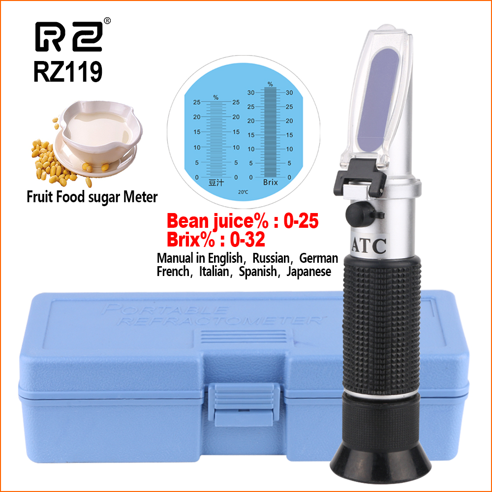 RZ Refractometer Sugar Brix 0-30% Auto Handheld Portable Refractometro Tester Fruit Food Sugar Meter Digital Refractometer: RZ119