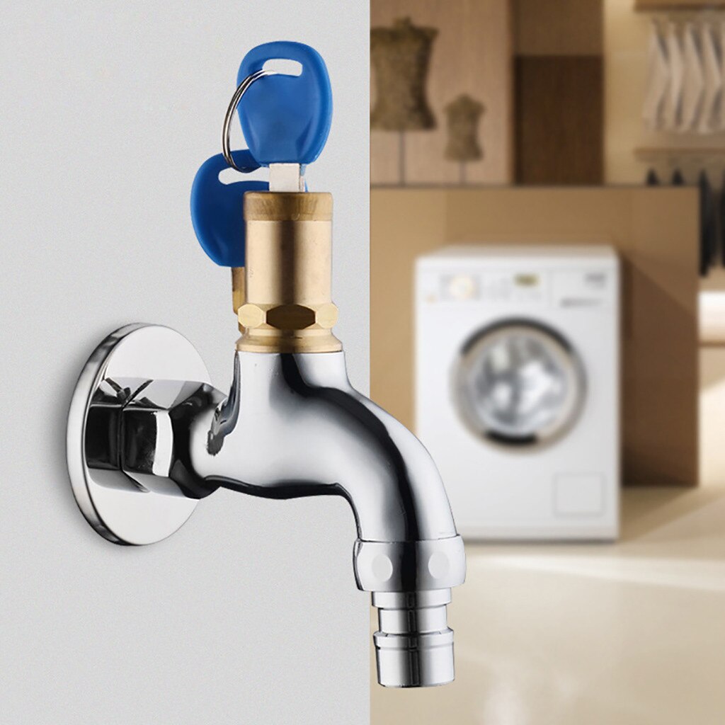 Washing machine faucet with lock key Laundry Bathroom Wall Mounted Water Tap Garden Washing Machine Faucet slow-opening