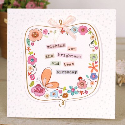 cute mini greeting cards square kids handmade birthday flower small cards for mother's day: MINI 1513 II 08