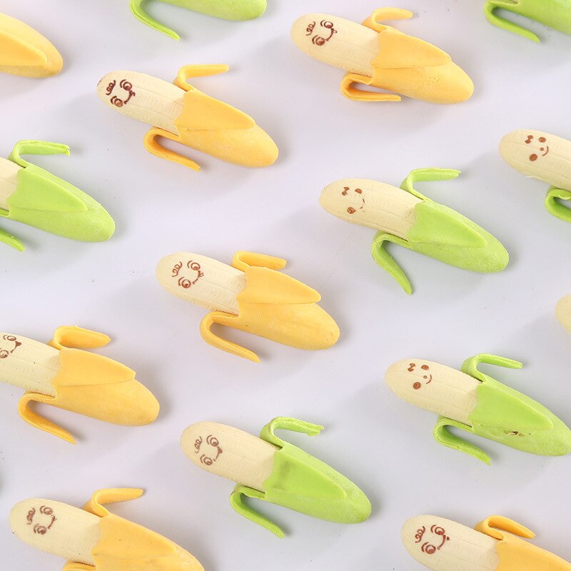 6pcs Banana Correction Rubber Eraser for Pencil Erasing Correcting Novelty Erasers Stationery Office School Student A6414