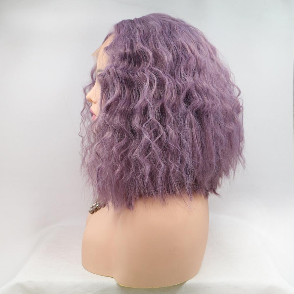 Parrucca in pizzo frontale a onde corte kunai, utilizzata per donne nere e parrucche viola sintetiche afroamericane, parrucche da gioco di ruolo