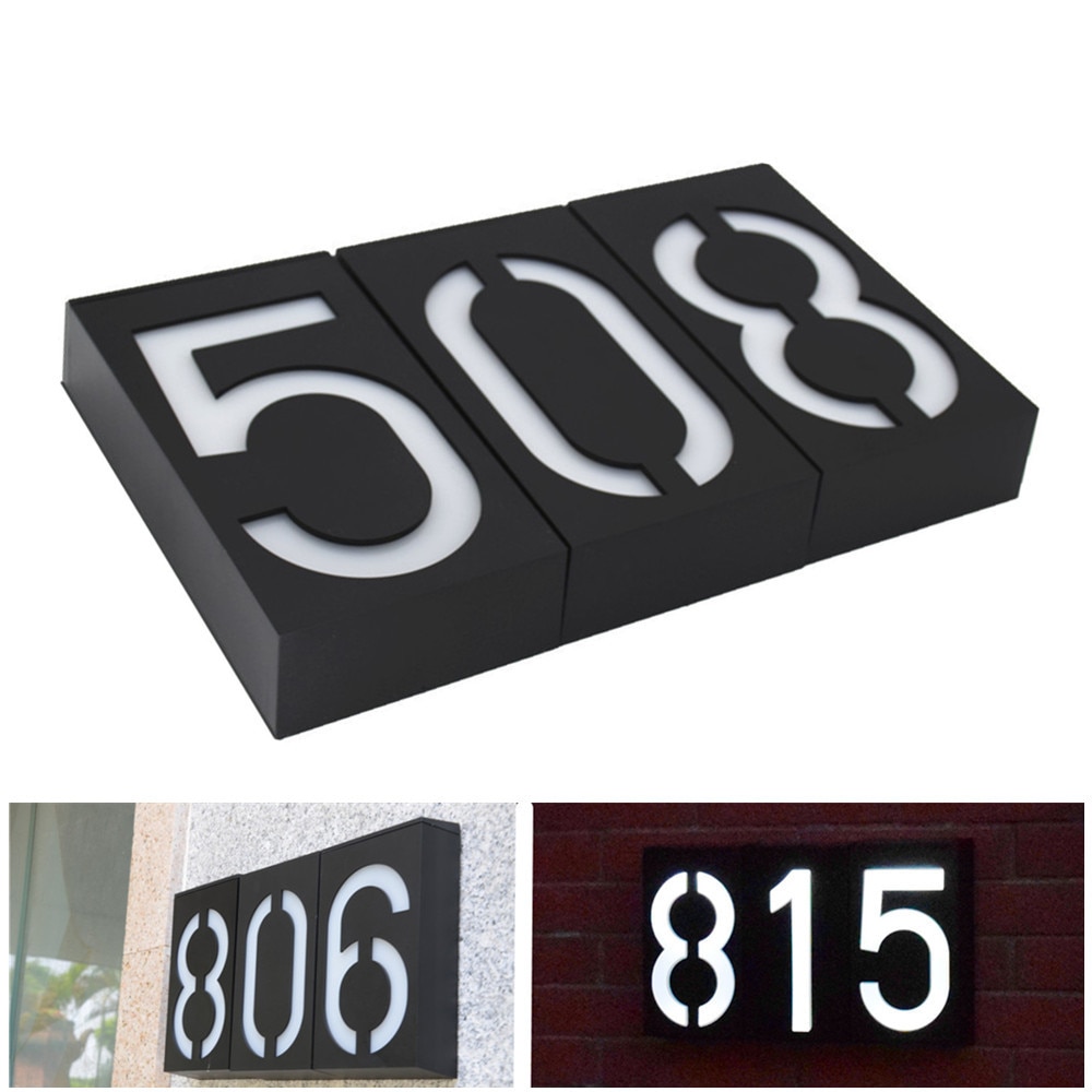 led solar lamp outdoor waterproof House Numbe Address Sign Solar Light Exterior House Number Doorplate Digital Flat Number