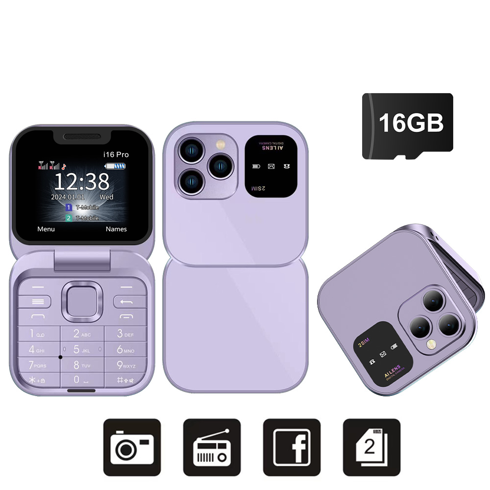 SERVO 2024 Neues Mini-kippen-praktisch FM-Radio Magie Stimme schwarze Liste Geschwindigkeit wählen Vibration 2 SIM-Karte Kleines Anzeige faltbares Telefon: braun