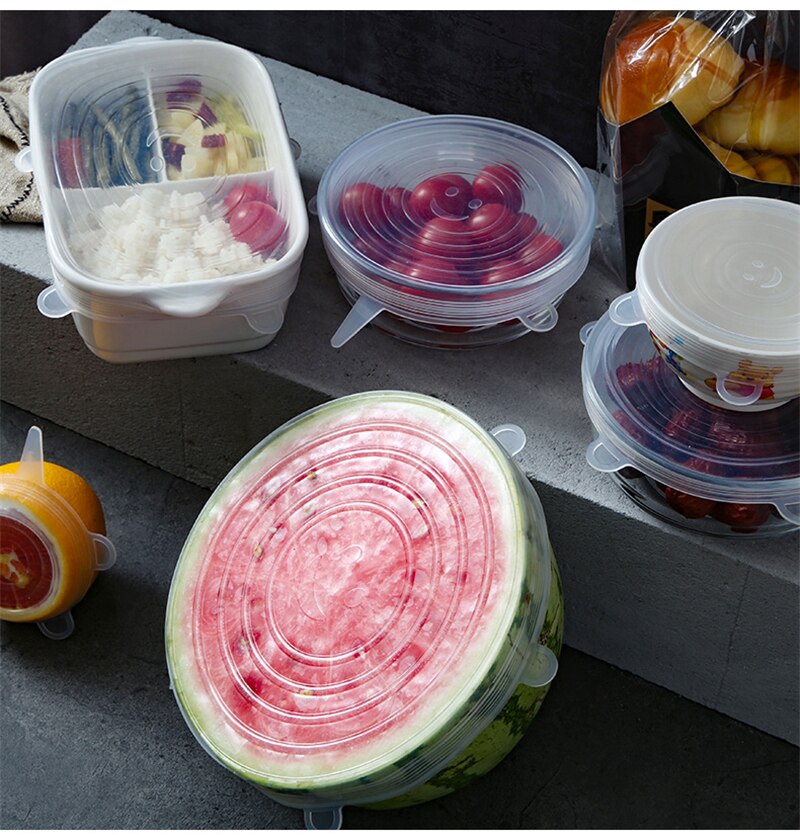 6/12Pcs Cookware Lid Bowl Microwave-cover Food-Silicone-Cover Stretch Food Fresh Cover Kitchen Accessories Plastic Wrap