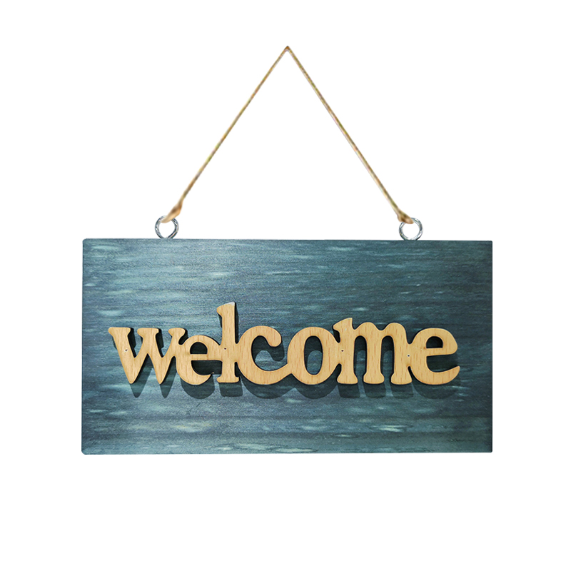 Home Hotel Restaurant Decorative Plaques & Signs Open Closed Welcome Letters Pattern Hanging Rectangle Wood Board