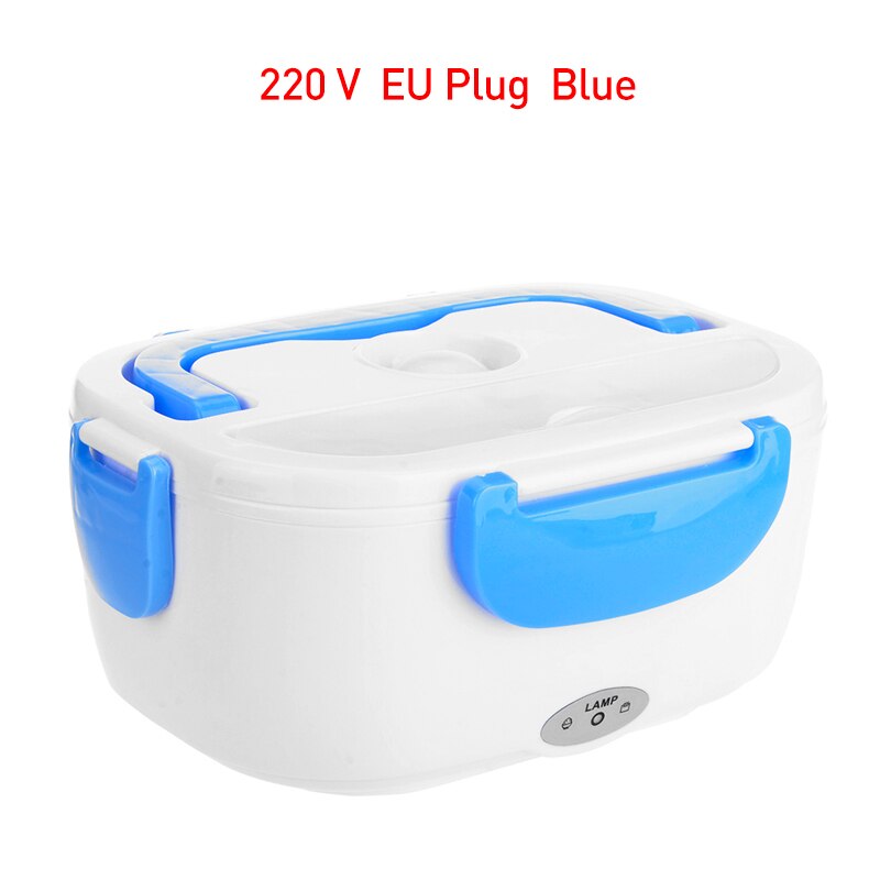 220V/110V Lunch Box Food Container Portable Electric Heating Food Warmer Heater Rice Container Dinnerware Sets for Home: 220 V Blue