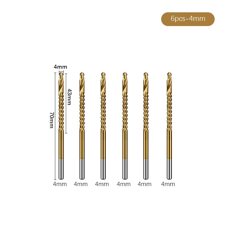3-8mm Cobalt Drill Bit Set Spiral Screw Metric Composite Tap Metal HSS Twist Drill Bit Set for Wood Cutting Drilling Polishing: 6pcs 4mm