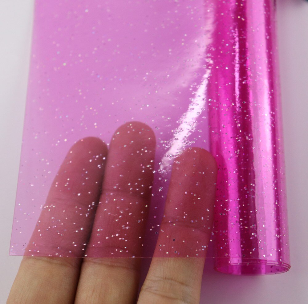 30x120cm rollen transparent Mit funkeln Pulver PVC Gelee Vinyl Stoff Leder Für HandbBages BöGen Hause Dekoration DIY: 2