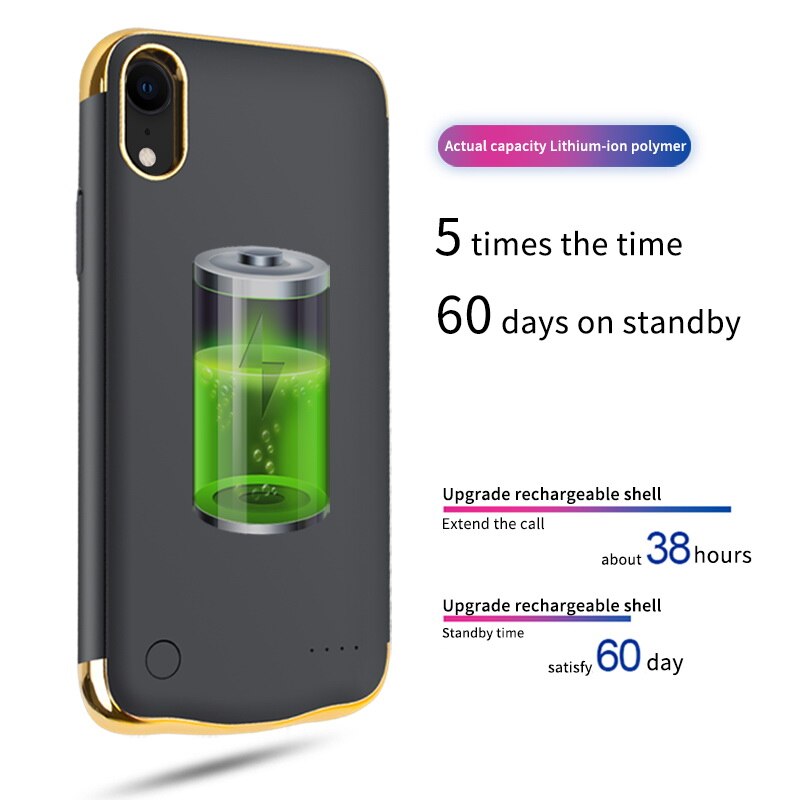 Full 6000Mah Phone Power Bank Case Luxe Matte Backup Battery Charger Case Cover Voor Iphone Xr 6.1 Inch power Bank