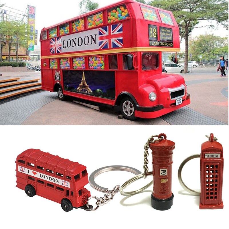 Storage Mailbox Box London Bus Key chain Taxi British flag Souvenir For Keyring Ring London Bus Phone Box