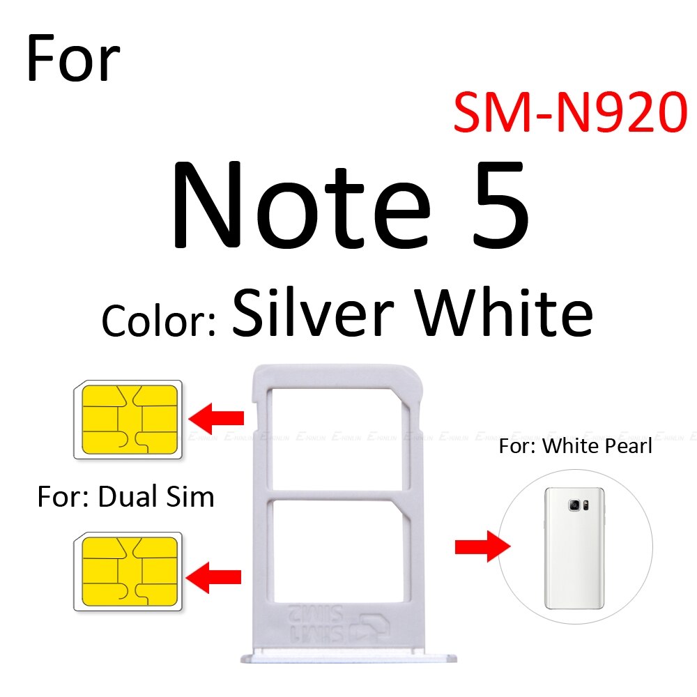 Sim-kort socket slot bakke læser holder stik micro sd adapter beholder til samsung galaxy note 5 n920 reservedele: Note 5 dobbelt hvid