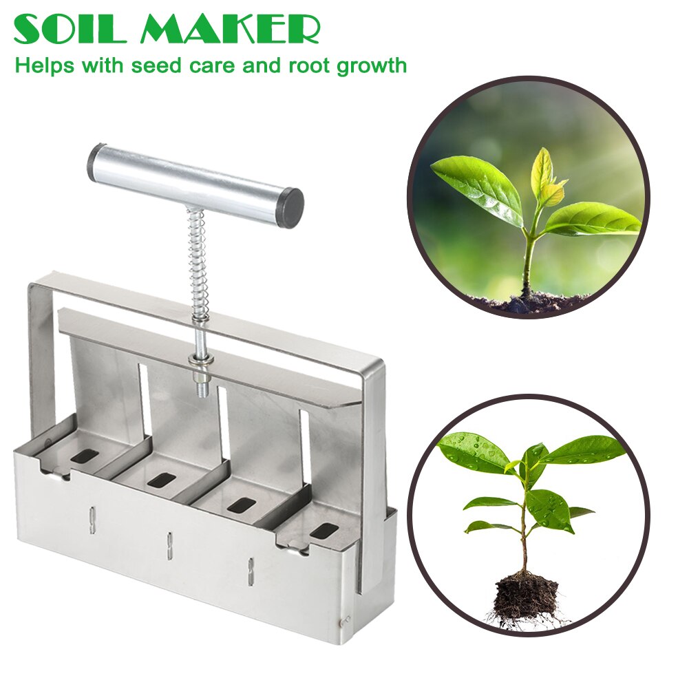 2 inch Manual Soil Blocker Stainless Steel Handheld Soil Block Maker with Handle Plant Soil Blocking Tool Seedling Garden
