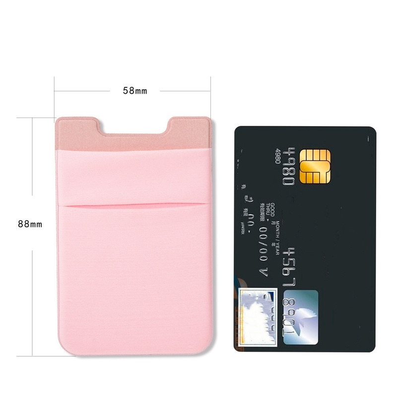 1pc adhésif autocollant téléphone poche téléphone portable bâton sur carte portefeuille extensible Lycra cartes de crédit porte-carte d'identité pochette