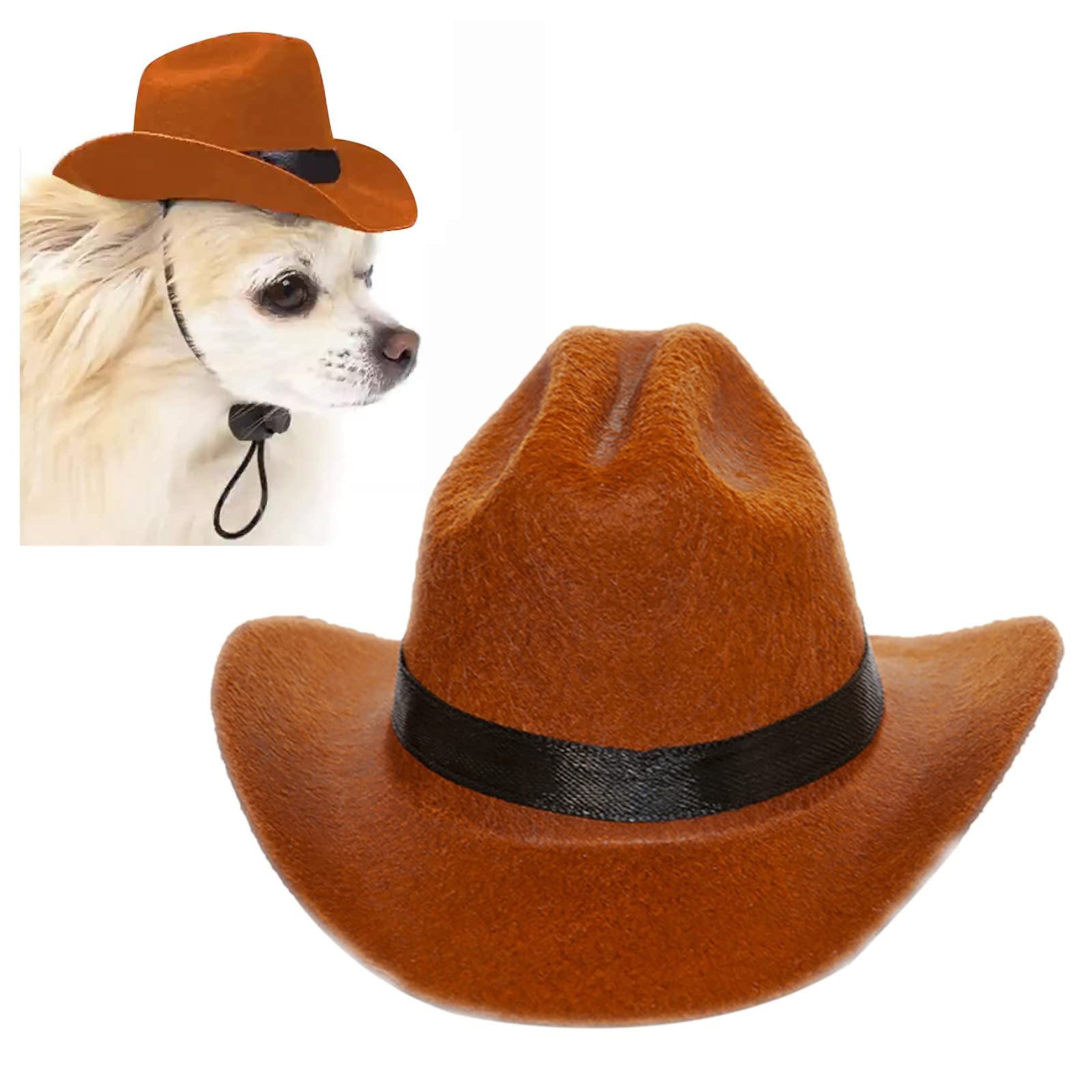 Sombrero de vaquero occidental con banda para la barbilla para mascota, sombrero divertido ajustable para perros y gatos, accesorios para mascotas
