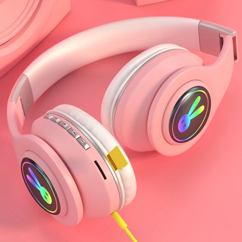 Wireless Cat Ear Headphones - Bluetooth 5.0 - LED Lights - 10h Playtime - TF Card/Aux - With Mic