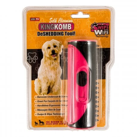 Dog Cat Horse Kingkomb Self Cleaning 3 Blades Brush With King Rubber Bristles Ultimate Desheeding Tool Komb Comb: Default Title