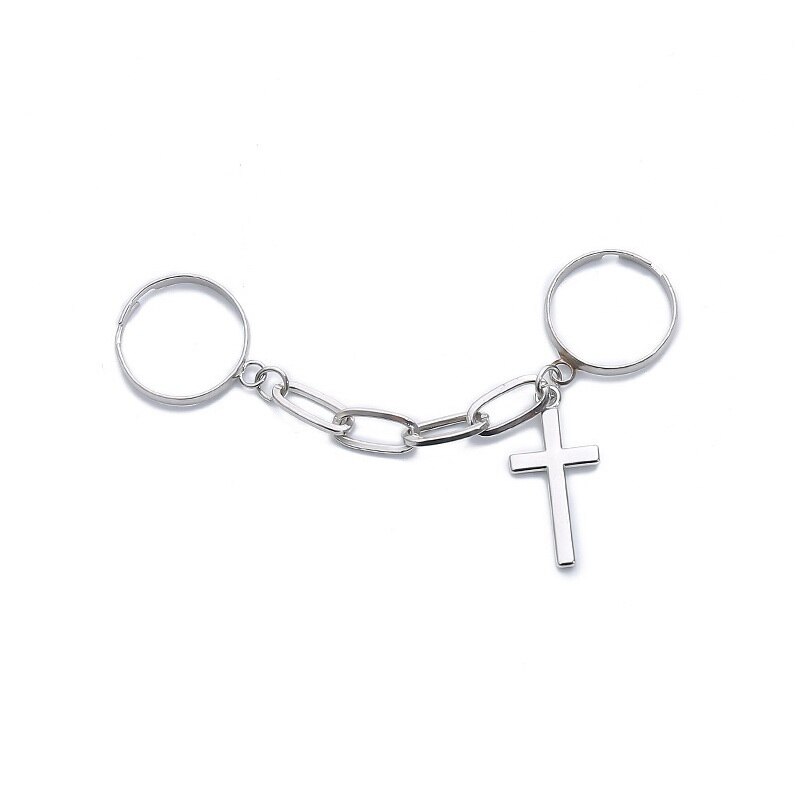 Persoonlijkheid Punk Cool Link Chain Verstelbare Vier Opening Ringen Voor Vrouwen Mannen Cross Hanger Draaien Vinger Ring Hip Hop Sieraden: RI20Y0127-4