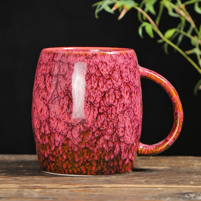 Oven Gebakken Mok Water Cup Huishouden Thee Cup Kantoor Keramiek Cup Grote Paar Melk Koffie Keramische Mok Koffie Mokken leuke Cup: mug-Red