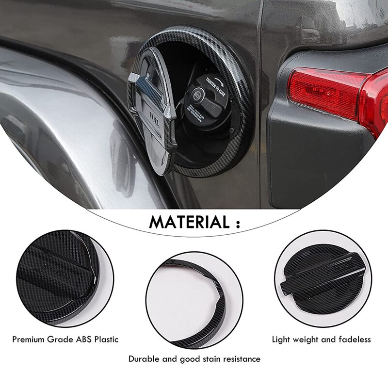 Gas Cap Cover Trim Fuel Tank Cover ABS Decoration Kit For Jeep Wrangler JL Accessories (Carbon Fiber)