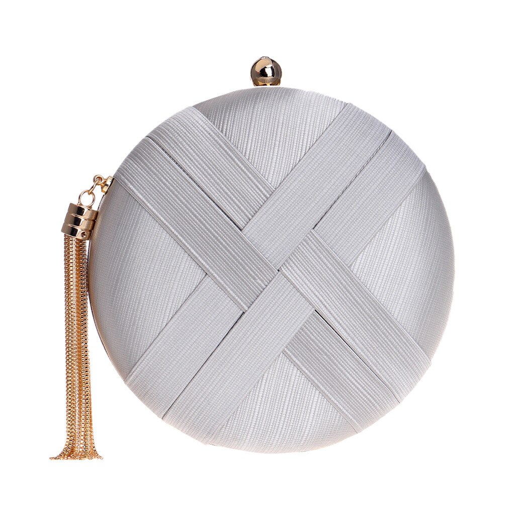 OCARDIAN – sac à main avec pompon en métal pour femme, pochette de jour avec chaîne, à bandoulière, pochette pour téléphone de soirée, 6J19: Silver 