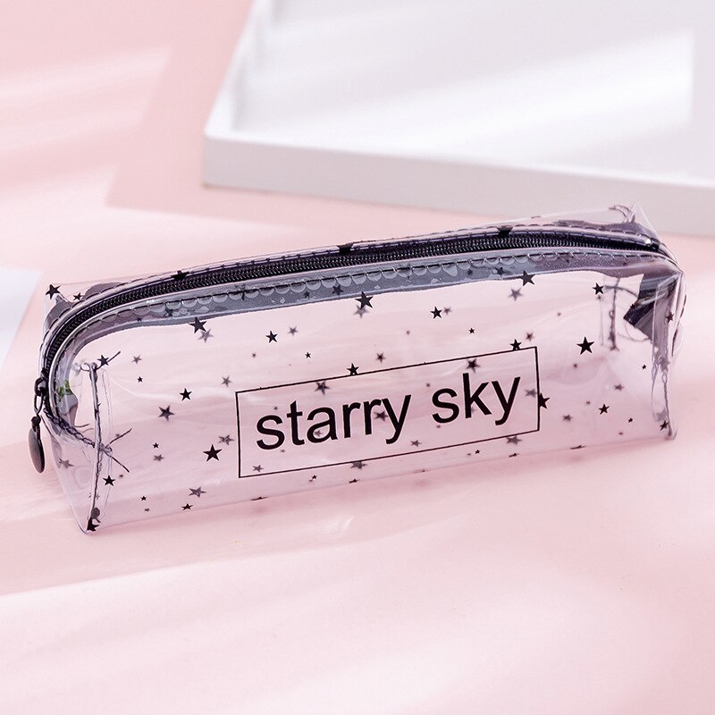 Estuche escolar transparente con forma de corazón Kawaii, estuche de lápices grande de PVC, estuche de bolígrafo transparente para niñas y niños, papelería coreana: 3
