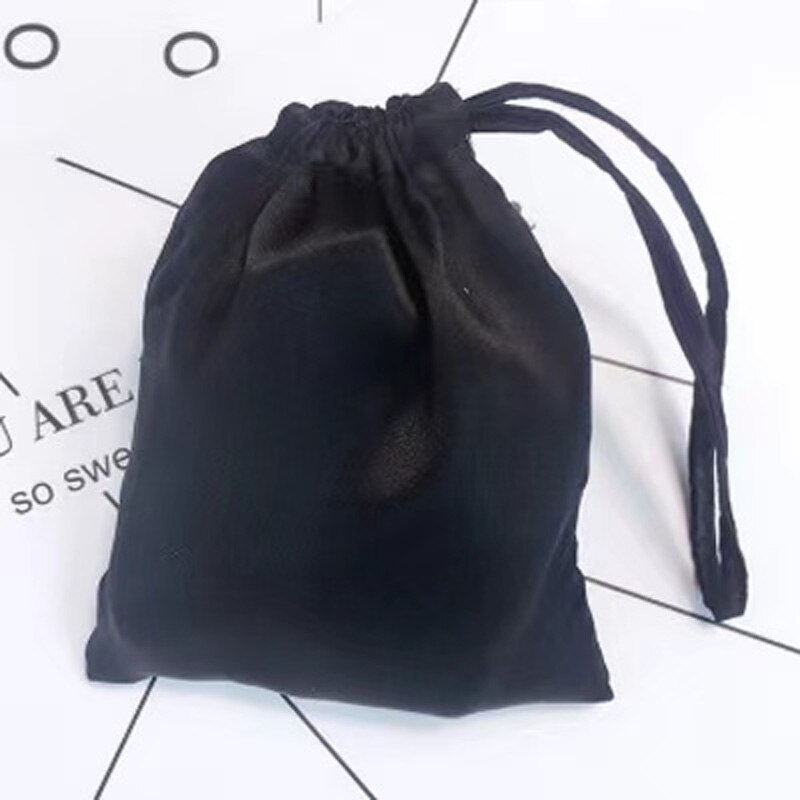 12x15cm Luxus Seide Satin- Kordelzug Tasche Mit Quasten Haar Bündel Perücken machen-hoch Verpackung Taschen Schmuck Verpackung: Schwarz