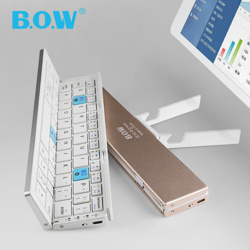 BOW faltbare Bluetooth Wireless Keyboard Aluminium Legierung Gehäuse mit ständer für iPad 7th Gen 10,2 iPhone 11 Pro Max 6/7/8