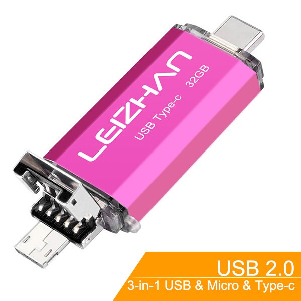 USB stick USB OTG Flash Drive para el teléfono android Samsung S10 S9 S8 S7 S5 S3 Huawei P30 P20 Pendrive USB C photo stick micro u disco: 16 GB / Type C-Micro-Pink
