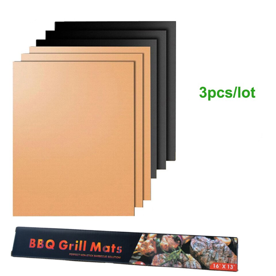 BBQ Grill Mat High Temperature Resistant Non-Stick Reusable Outdoor Barbecue Mat Pad Baking Mats &amp; Liners