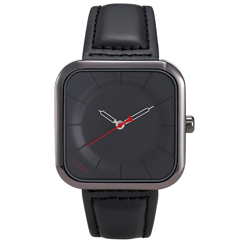 Casual Watch for Men Simple Square Dial Case Men Quartz Wrist Watches Leather Wristwatch Mens Minimalist Black Brown Clock: 05