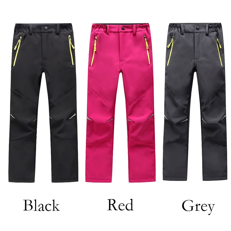 Children Winter Softshell Hiking Pants Thermal Fleece Kids Pants Outdoor Waterproof Camping Trekking Skiing Thousers