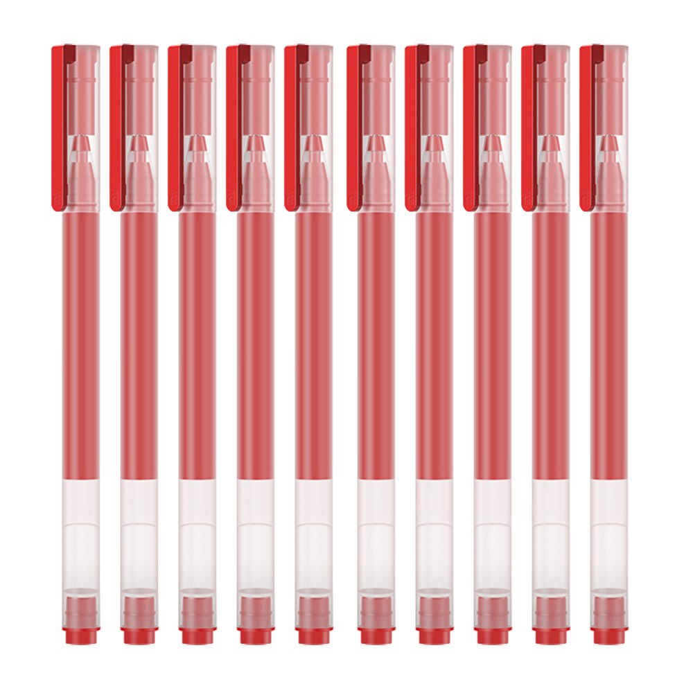 Xiaomi mijia super hållbar skrivskylt penna mi pen 0.5mm signaturpennor smooth switzerland mikron refill japan mikuni tryckfärg: Röd 10 st