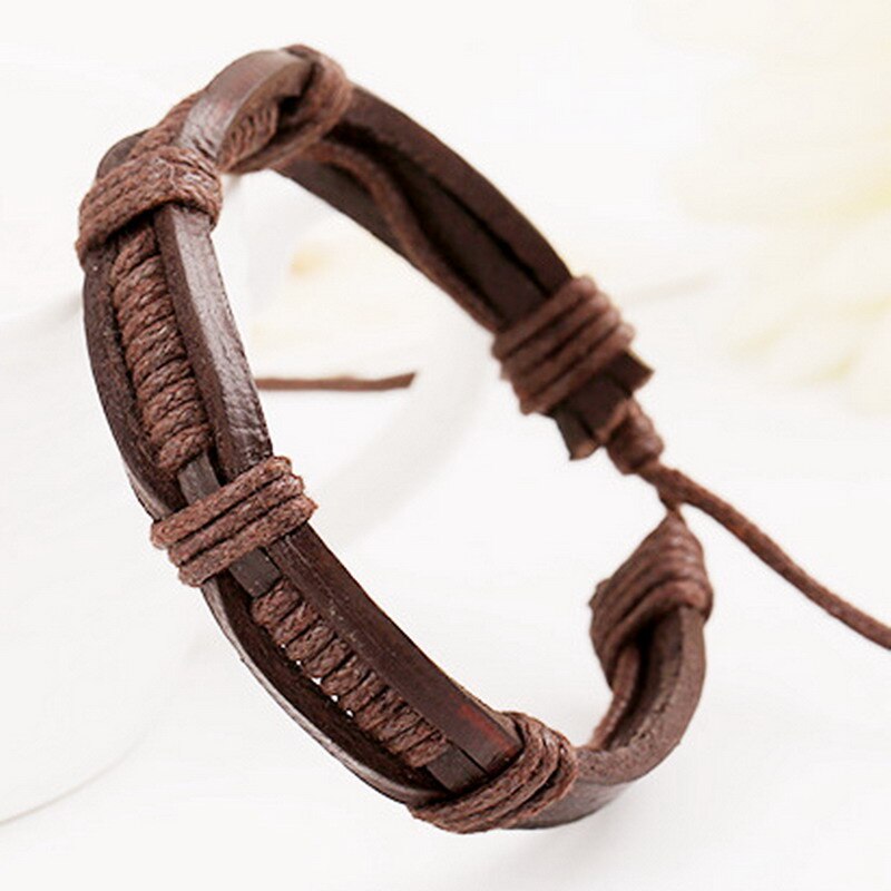 Gute Preis! Frauen Männer Armbänder Reine Hand Weben Leder Armband Einstellbar Armband Männer Schmuck: B014372