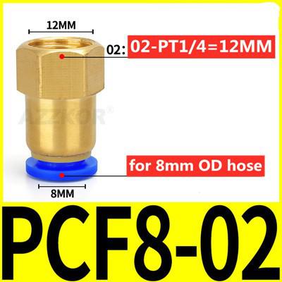Pneumaattinen ilmaputken liitin naaraskierteinen messinkiliitin nopea suora läpiliitos 1/2 '' 1/4 '' 3/8 " 1/8 " --4 6 8 10 12mm: 8-02