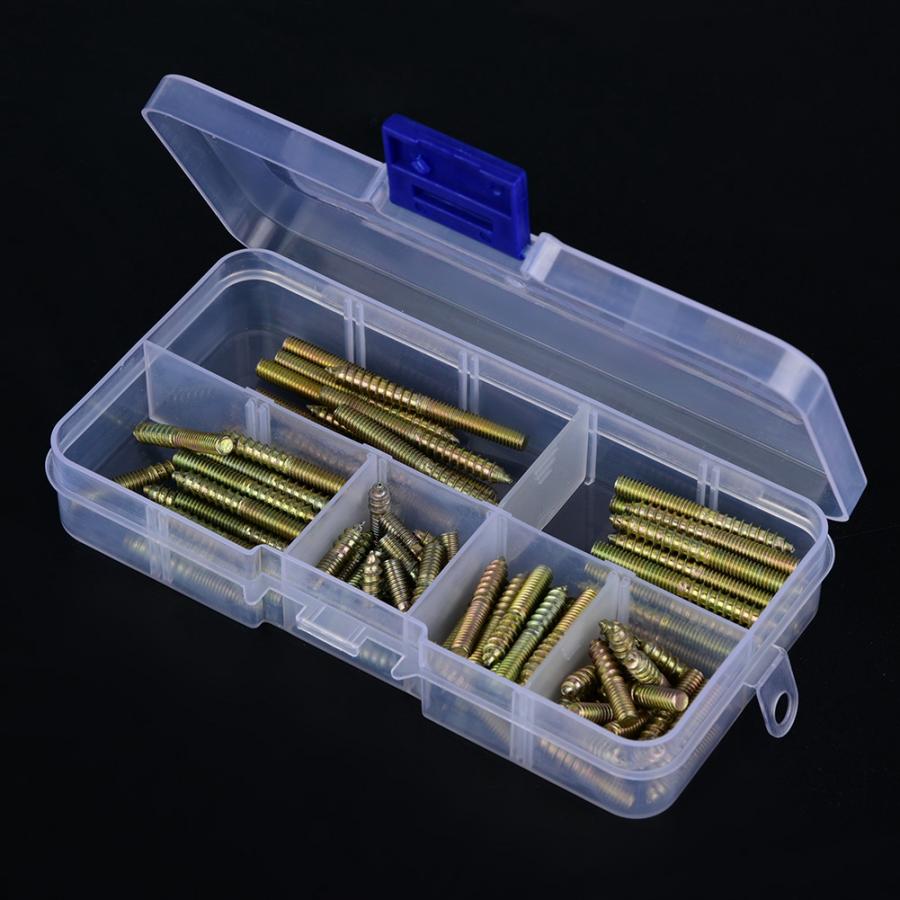 110pcs M4 Dowel Screw Woodworking Furniture Connector Double Ended Screw Hanger Bolt Wood Screw