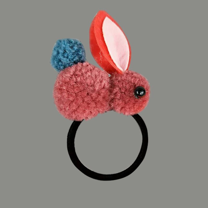 bandeau de dessin animé animal fait à la main en peluche lapin mignon coiffe unique fille pompon bandes de caoutchouc 6 couleur cheveux accessoires