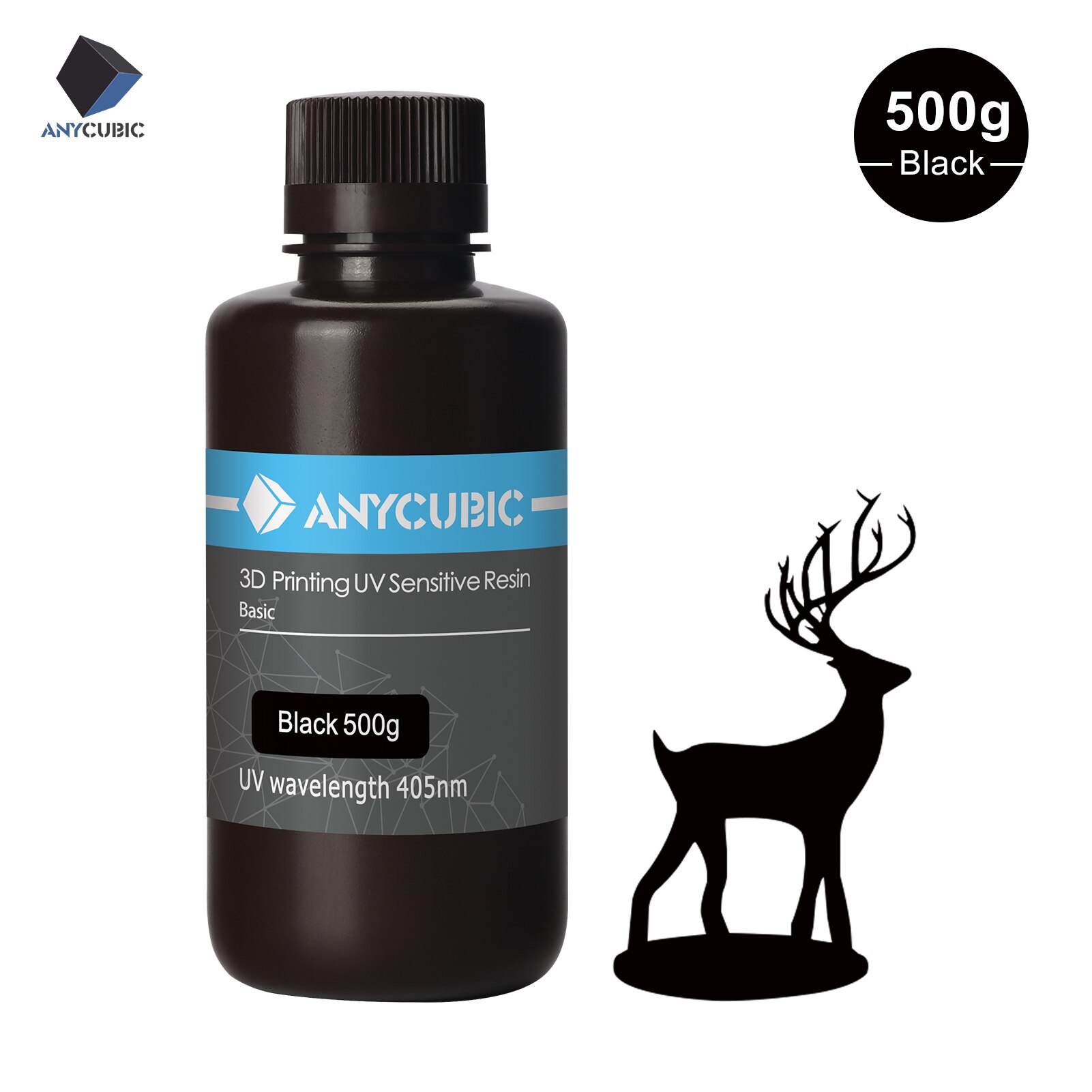 ANYCUBIC Photon 405nm UV Resin 500G/1L for Photon 3D Printer LCD UV Sensitive Liquid Printing Material Photosensitive Uv Resin: Black-500G
