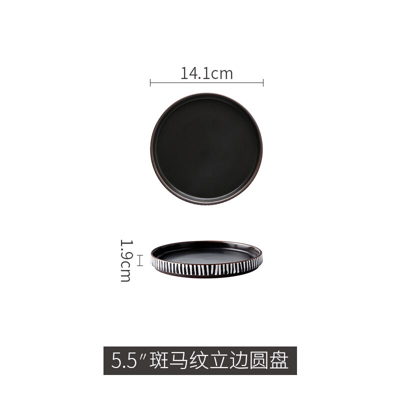 Vaisselle de table ménage manger le riz | Porcelaine couleur belle céramique les plats vaisselle ménage manger le riz bol oreilles doubles assiette à soupe, Long plat carré: 5 5 Zebra edge plate