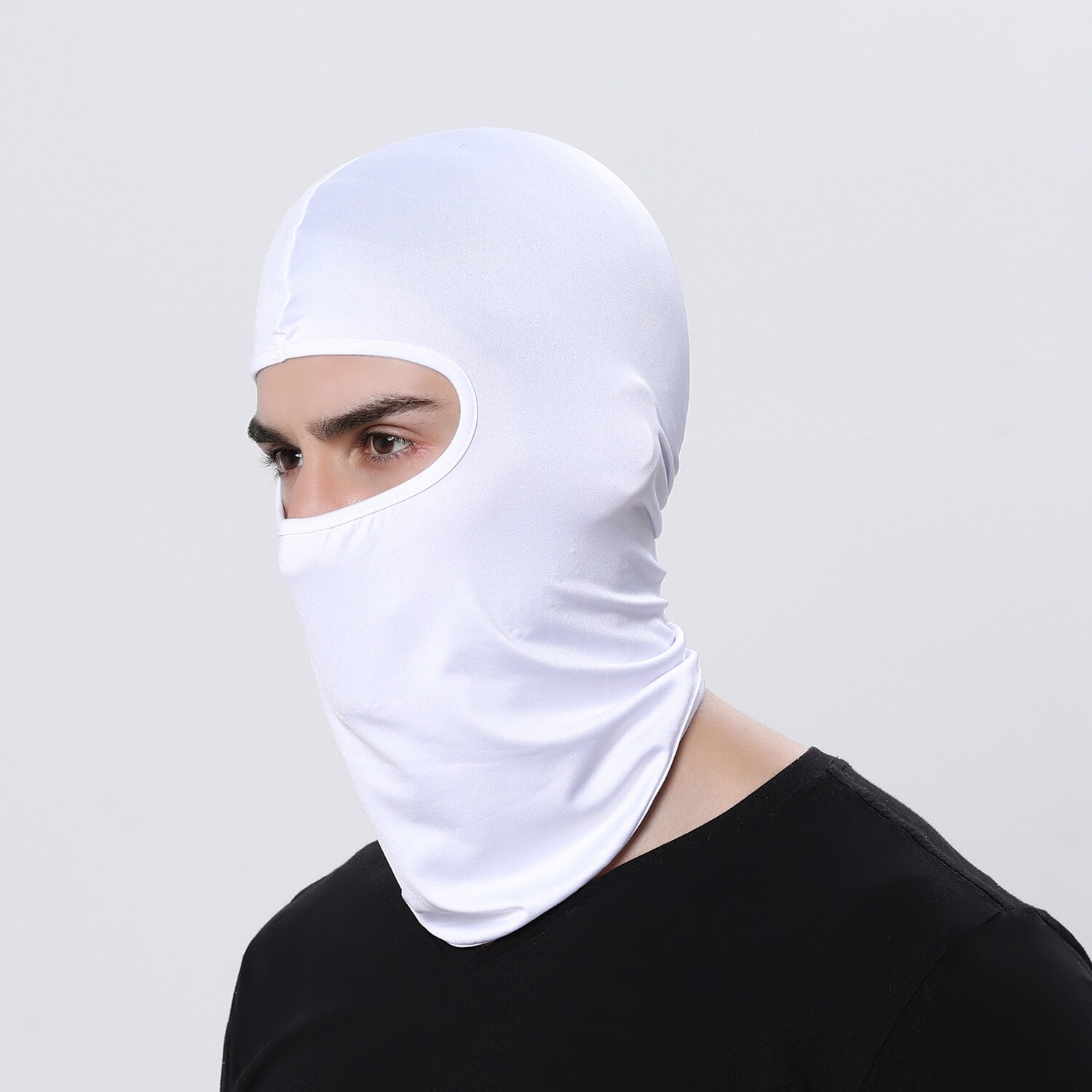 Motorcycle Face Mask Cycling Balaclava Full Cover Face Mask Hat Balaclava lycra Ski Neck Summer Sun Ultra UV Protection Thin: White