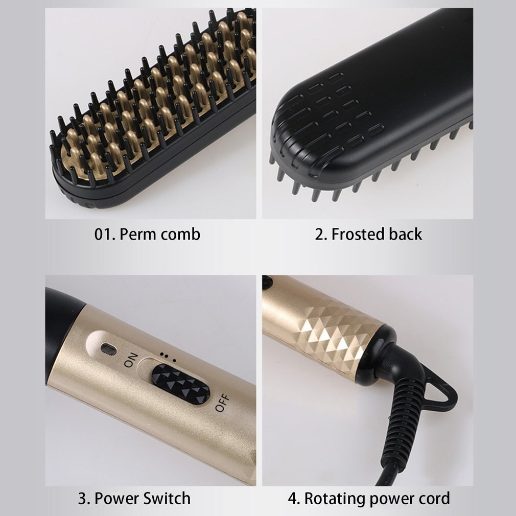 Men'S Multi-Function Straight Hair Comb Beard Style Combing Type Hair Comb Ceramic Hair Straightener