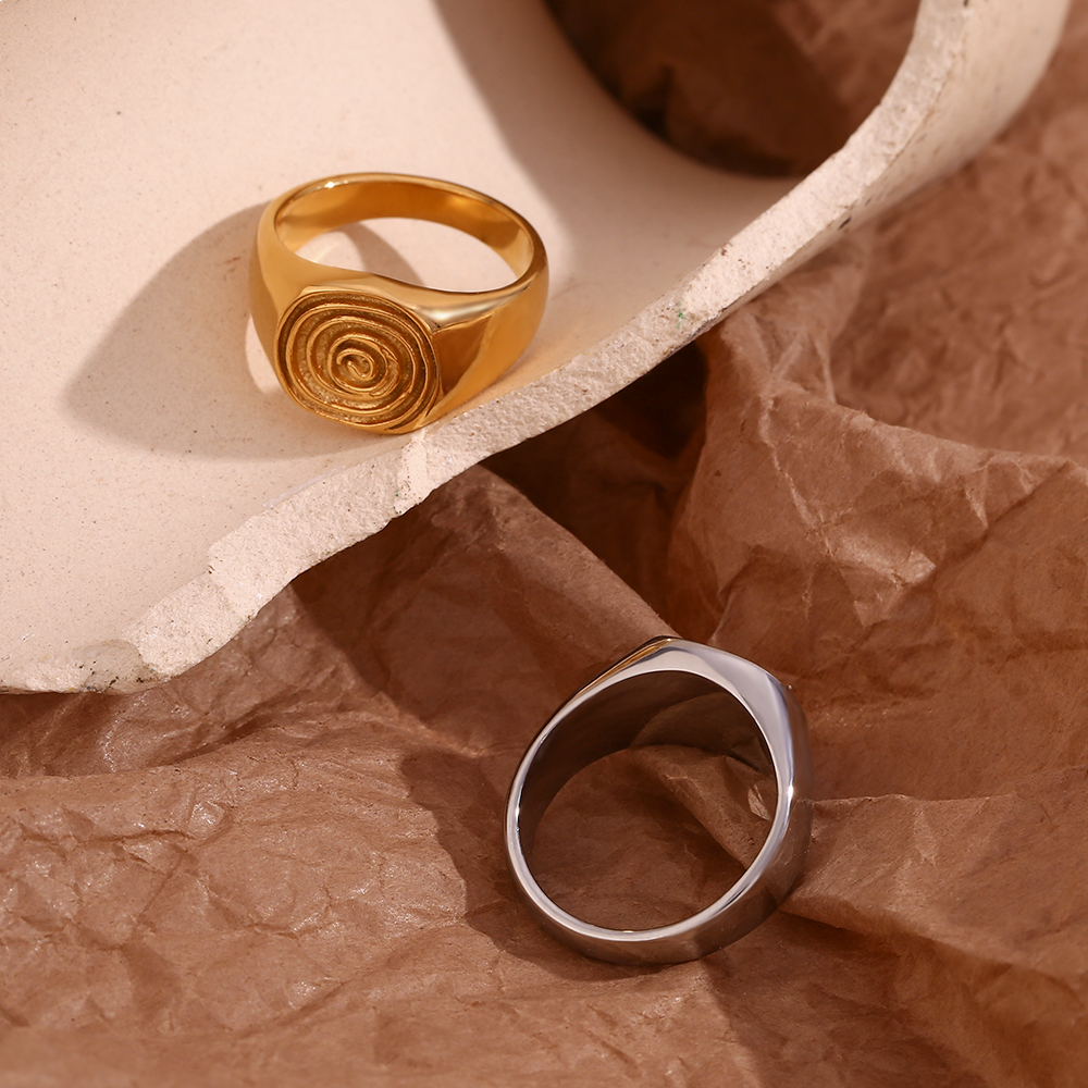 E. b. schöne Finger abdruck Ring Dichtung sring lustige wasserdichte Anlauf frei 18 Karat vergoldeten Schmuck 316l Edelstahl Dekoration