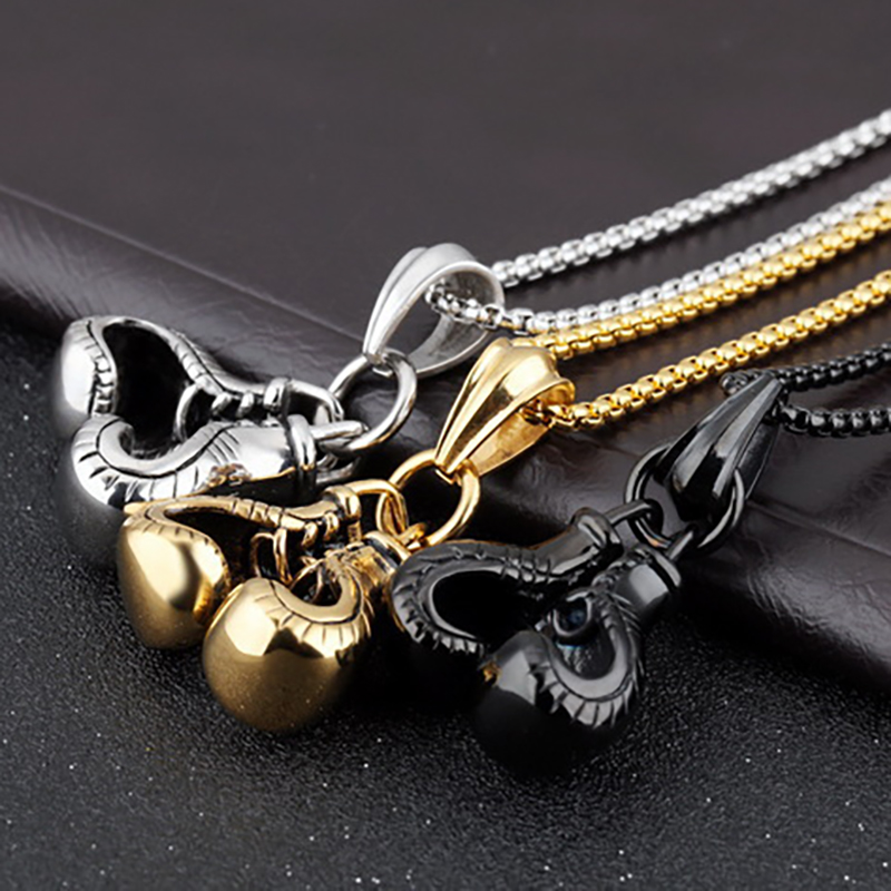 Gloves Pendant Necklaces Barbell Dumbbell Classic Charm Sporty Style Long Chain Necklaces For Male Men Fitness Enthusiast