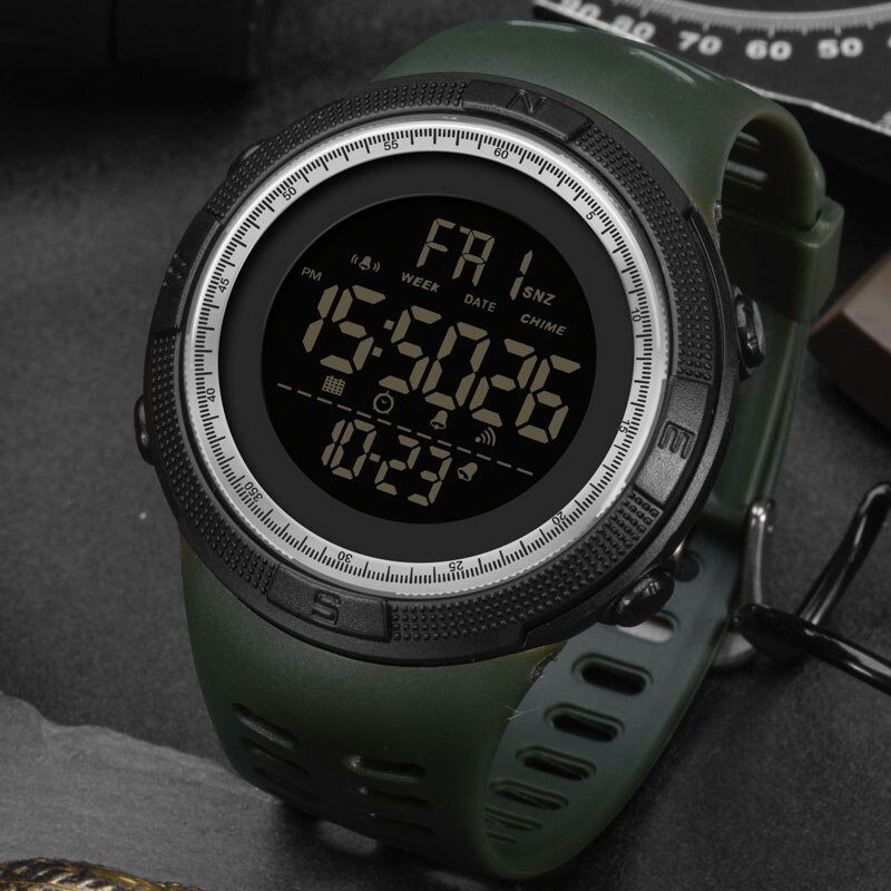 SANDA Digital Reloj de deporte de los hombres Relojes LED electrónicos hombre reloj de pulsera para hombres reloj resistente al agua al aire libre horas: 2003 green